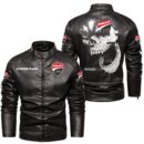 Custom Name Ducati Corse Skull Leather Jacket - Personalized Logo Car Motorcycle Model