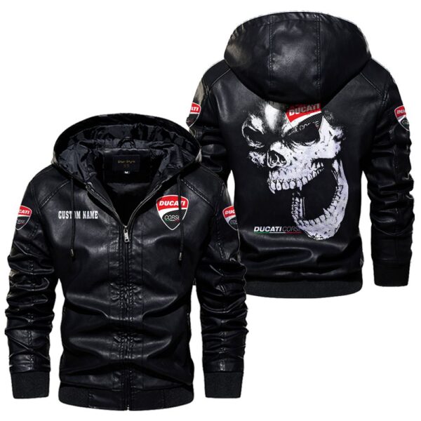 Custom Name Ducati Corse Skull Leather Jacket - Personalized Logo Car Motorcycle Model - Image 5