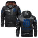 Custom Name Husqvarna PU Leather Hooded Jacket - Personalized Logo Car Motorcycle Model
