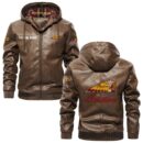 Custom Name Indian Motorcycle PU Leather Hooded Jacket - Personalized Logo Car Motorcycle Model