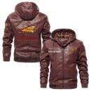Custom Name Indian Motorcycle PU Leather Hooded Jacket - Personalized Logo Car Motorcycle Model