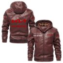 Custom Name Kia PU Leather Hooded Jacket - Personalized Logo Car Motorcycle Model