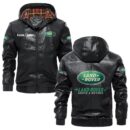Custom Name Land Rover PU Leather Hooded Jacket - Personalized Logo Car Motorcycle Model