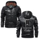 Custom Name Oldsmobile Cutlass PU Leather Hooded Jacket - Personalized Logo Car Motorcycle Model