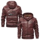 Custom Name Oldsmobile PU Leather Hooded Jacket - Personalized Logo Car Motorcycle Model