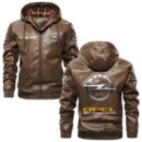 Custom Name Opel PU Leather Hooded Jacket - Personalized Logo Car Motorcycle Model