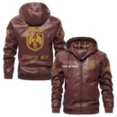 Custom Name Pontiac Fiero PU Leather Hooded Jacket - Personalized Logo Car Motorcycle Model