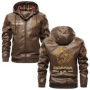 Custom Name Scania V8 PU Leather Hooded Jacket - Personalized Logo Car Motorcycle Model