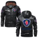 Custom Name Scania PU Leather Hooded Jacket - Personalized Logo Car Motorcycle Model