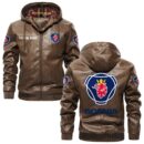 Custom Name Scania PU Leather Hooded Jacket - Personalized Logo Car Motorcycle Model
