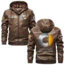 Custom Name Smart PU Leather Hooded Jacket - Personalized Logo Car Motorcycle Model