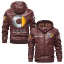 Custom Name Smart PU Leather Hooded Jacket - Personalized Logo Car Motorcycle Model