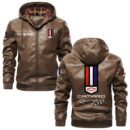 Custom Name Camaro Racing PU Leather Hooded Jacket - Personalized Logo Car Motorcycle Model
