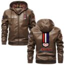 Custom Name Camaro Ss PU Leather Hooded Jacket - Personalized Logo Car Motorcycle Model