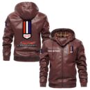 Custom Name Camaro Ss PU Leather Hooded Jacket - Personalized Logo Car Motorcycle Model
