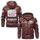 Custom Name Carroll Shelby PU Leather Hooded Jacket - Personalized Logo Car Motorcycle Model