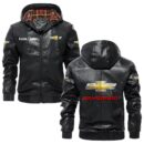 Custom Name Chevy Silverado PU Leather Hooded Jacket - Personalized Logo Car Motorcycle Model