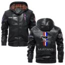 Custom Name Ford Mustang 2 PU Leather Hooded Jacket - Personalized Logo Car Motorcycle Model