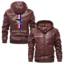Custom Name Ford Mustang 2 PU Leather Hooded Jacket - Personalized Logo Car Motorcycle Model