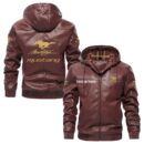 Custom Name Mustang Racing PU Leather Hooded Jacket - Personalized Logo Car Motorcycle Model