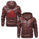 Custom Name Nissan 300zx PU Leather Hooded Jacket - Personalized Logo Car Motorcycle Model