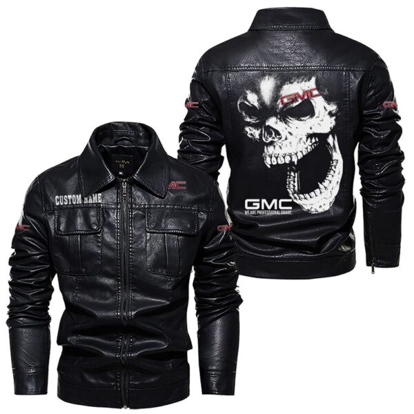Custom Name Gmc Skull Leather Jacket - Personalized Logo Car Motorcycle Model - Image 7