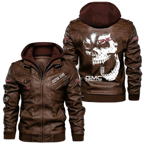 Custom Name Gmc Skull Leather Jacket - Personalized Logo Car Motorcycle Model - Image 2