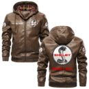 Custom Name Shelby Cobra PU Leather Hooded Jacket - Personalized Logo Car Motorcycle Model