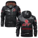 Custom Name Toyota 86 PU Leather Hooded Jacket - Personalized Logo Car Motorcycle Model