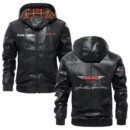 Custom Name Austin Healey PU Leather Hooded Jacket - Personalized Logo Car Motorcycle Model