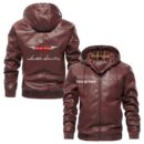 Custom Name Austin Healey PU Leather Hooded Jacket - Personalized Logo Car Motorcycle Model