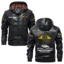 Custom Name Boss Hoss PU Leather Hooded Jacket - Personalized Logo Car Motorcycle Model