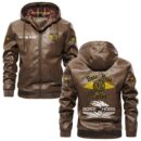 Custom Name Boss Hoss PU Leather Hooded Jacket - Personalized Logo Car Motorcycle Model