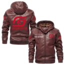 Custom Name Gas Gas PU Leather Hooded Jacket - Personalized Logo Car Motorcycle Model