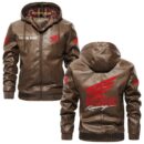 Custom Name Honda Motor PU Leather Hooded Jacket - Personalized Logo Car Motorcycle Model