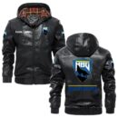 Custom Name Husaberg PU Leather Hooded Jacket - Personalized Logo Car Motorcycle Model