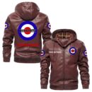 Custom Name Lambretta PU Leather Hooded Jacket - Personalized Logo Car Motorcycle Model