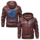 Custom Name Landini PU Leather Hooded Jacket - Personalized Logo Car Motorcycle Model