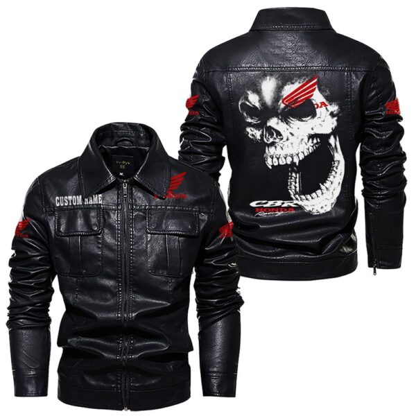 Custom Name Honda Cbr Skull Leather Jacket - Personalized Logo Car Motorcycle Model - Image 7