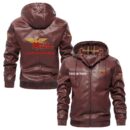 Custom Name Moto Morini PU Leather Hooded Jacket - Personalized Logo Car Motorcycle Model