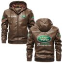 Custom Name Range Rover PU Leather Hooded Jacket - Personalized Logo Car Motorcycle Model
