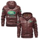 Custom Name Range Rover PU Leather Hooded Jacket - Personalized Logo Car Motorcycle Model