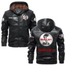Custom Name Shelby PU Leather Hooded Jacket - Personalized Logo Car Motorcycle Model