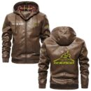 Custom Name Sherco PU Leather Hooded Jacket - Personalized Logo Car Motorcycle Model