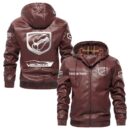 Custom Name Viper PU Leather Hooded Jacket - Personalized Logo Car Motorcycle Model