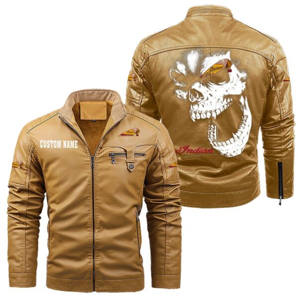 Custom Name Indian Motorcycle Skull Leather Jacket - Personalized Logo Car Motorcycle Model - Image 10