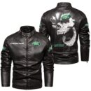 Custom Name Land Rover Skull Leather Jacket - Personalized Logo Car Motorcycle Model