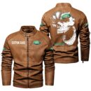 Custom Name Land Rover Skull Leather Jacket - Personalized Logo Car Motorcycle Model