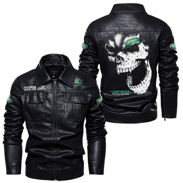 Custom Name Land Rover Skull Leather Jacket - Personalized Logo Car Motorcycle Model - Image 7