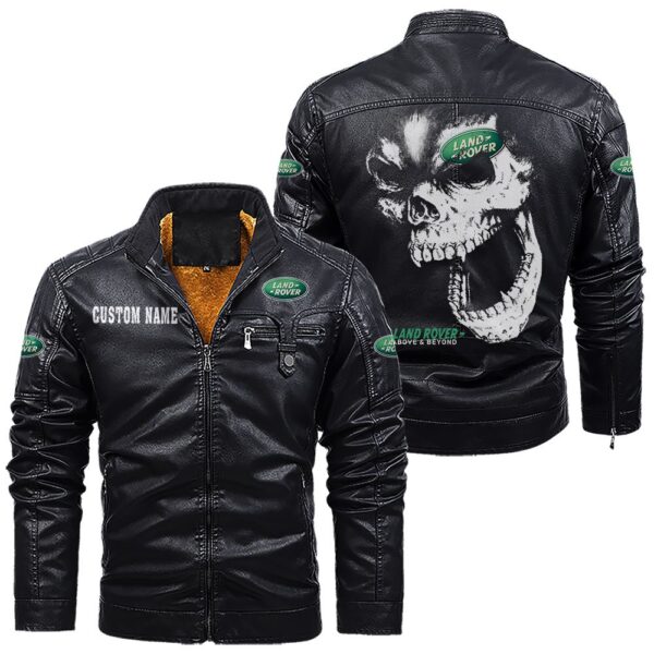Custom Name Land Rover Skull Leather Jacket - Personalized Logo Car Motorcycle Model - Image 9